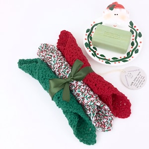 Holiday Dishcloths Red Green White Christmas Dish Cloth Cotton Crochet Washcloth Stocking Stuffer Merry Christmas Kitchen Gifts Secret Santa
