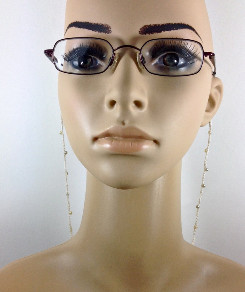 Reading Glasses Lanyard Crochet Eyeglass Chain Ivory Pearls Etsy