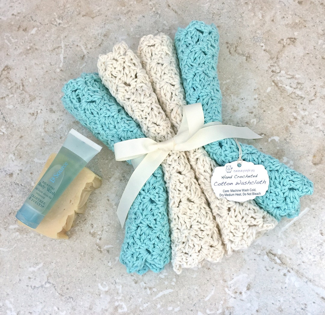 Lacy Washcloth Premium Spa Washcloths Sky Blue Cream Peach Large