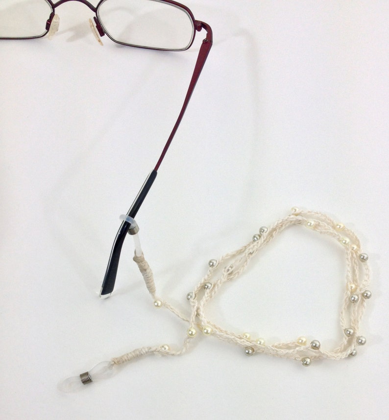 Reading Glasses Lanyard Crochet Eyeglass Chain Ivory Pearls Etsy