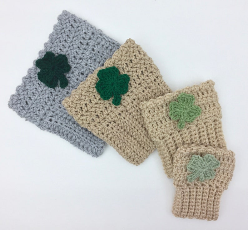St. Patrick's Day Shamrock Book Cuffs Handmade Knit Etsy