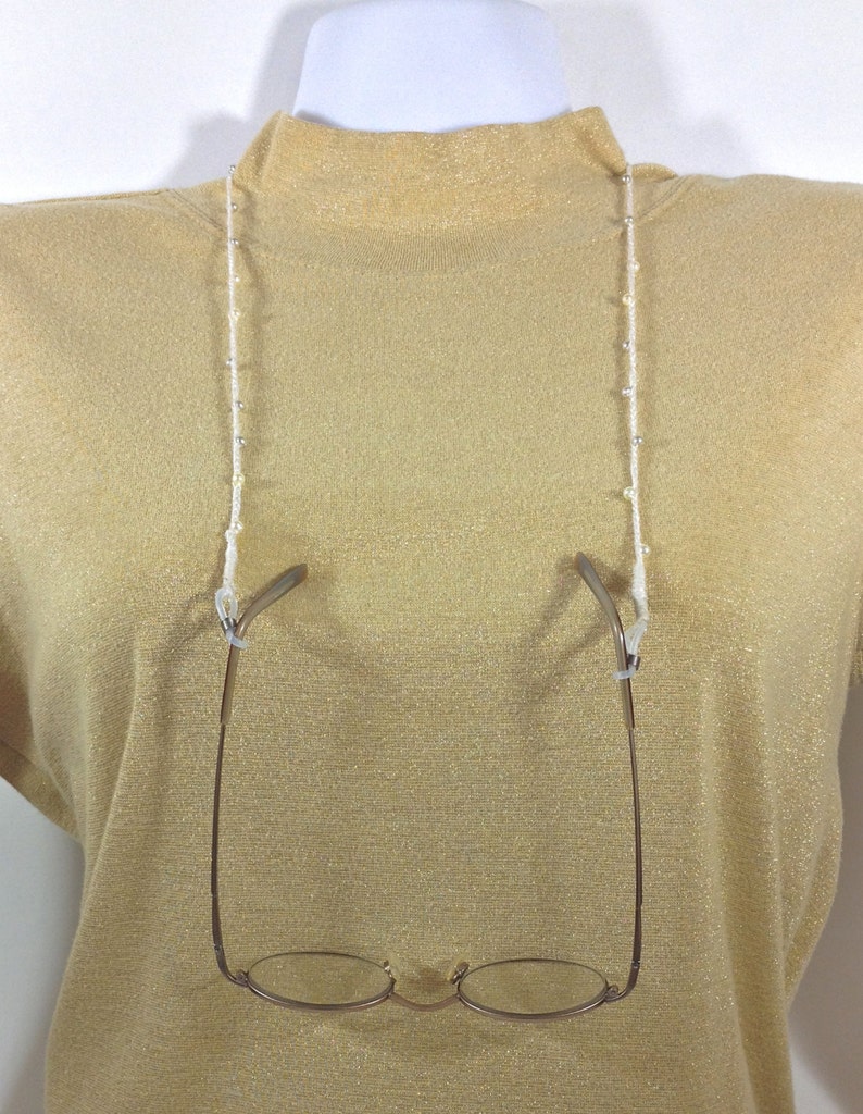 Reading Glasses Lanyard Crochet Eyeglass Chain Ivory Pearls Etsy
