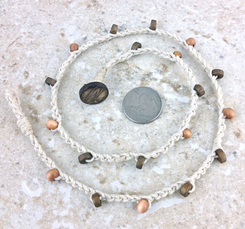 Double Wrap Anklet Wrap Bracelet White Hemp Beaded Anklet Boho Etsy