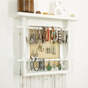 Jewelry Organizer Wall Mounted Hanging Necklace Holder Jewelry Storage Shelf Handmade Jewelry Display Bracelet Rings or Hair Accessories