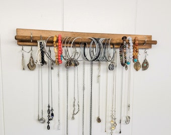 Wall mounted bracelet and necklace hanger, necklace holder, wall mounted bracelet holder, Jewelry holder, Jewelry display, bracelet display