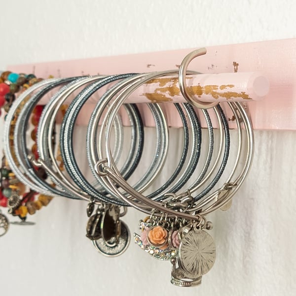 This Bracelet Holder is a perfect Wall Mounted Display, Bracelets Bangles Rings and Watches Handmade boho farmhouse minimalist decor