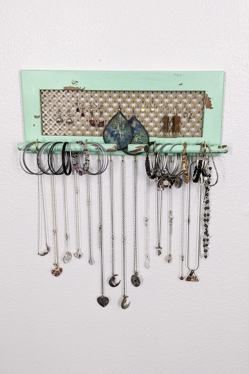 Jewelry holder with bracelet bars Jewelry Organizer necklace hooks Jewelry Display earring display earring holder Jewelry storage