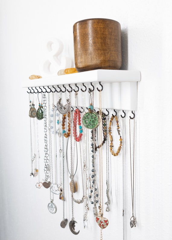 Wall Mounted Bracelet Holder: Boho Farmhouse Jewelry Organizer handmade solid wood compliment all decor display your jewelry! no more tangle