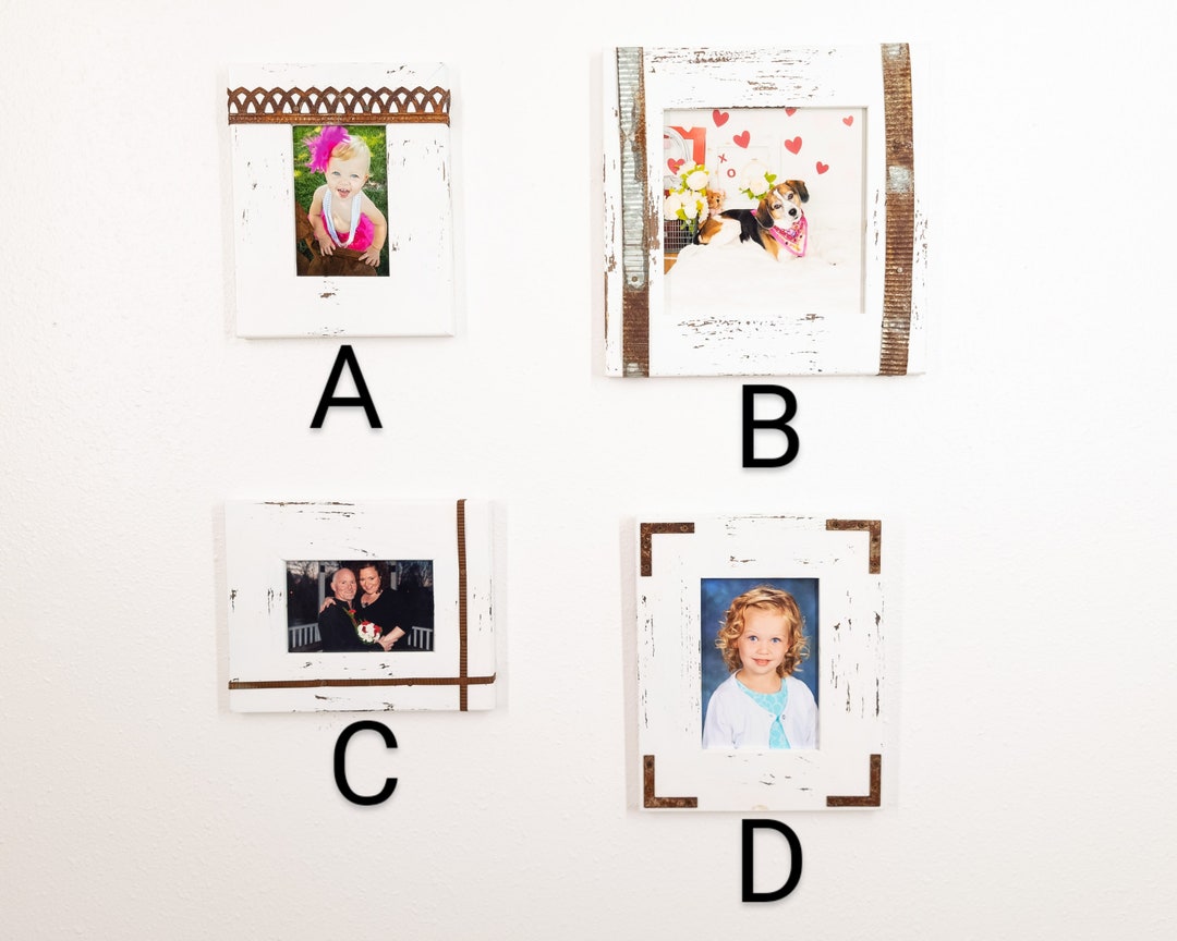 Reclaimed Wood Frames With Rusted Metal Industrial Decorative Hardware on Wood, Farmhouse