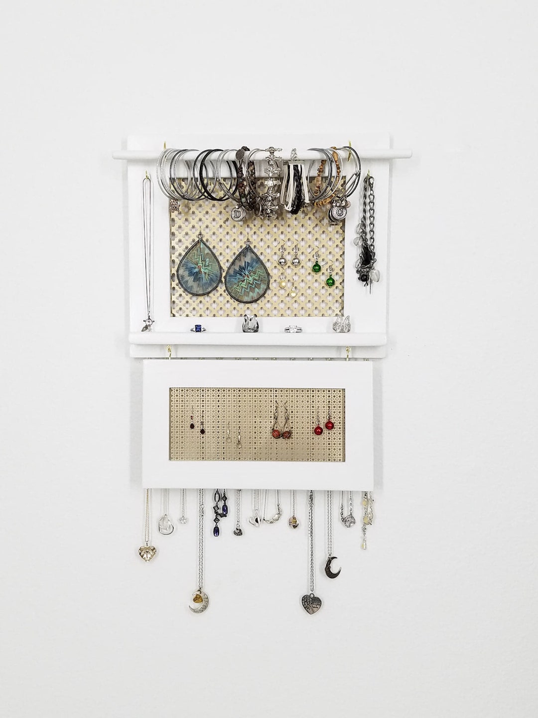 Jewelry Organizer Wall Mounted Necklace Hanger Earring Storage for