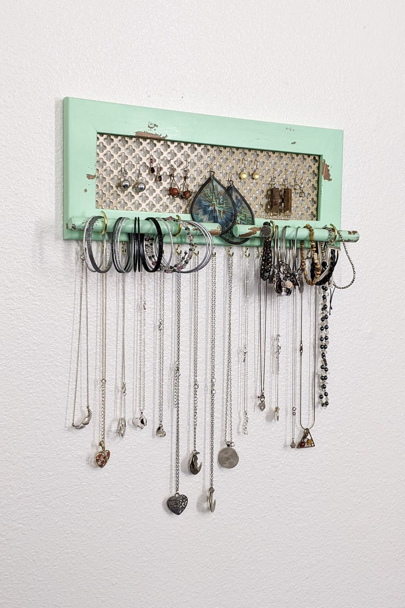 Jewelry holder with bracelet bars Jewelry Organizer necklace hooks Jewelry Display earring display earring holder Jewelry storage