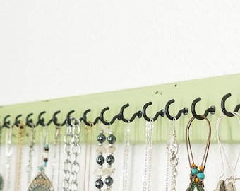 Necklace Organizer Jewelry and Earring Display that is Wall Mounted and Minimalist Design, Handmade Bedroom Wall Decor with Practical Use