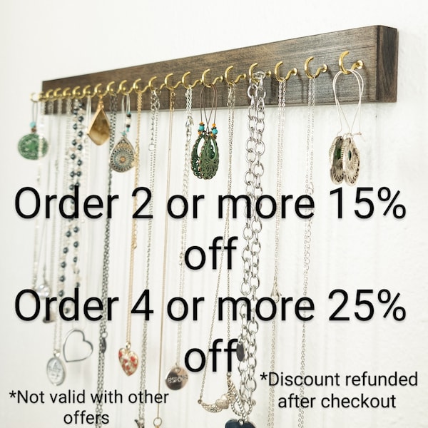 Wood Minimalist Jewelry Display Will Untangle Your Collection While keeping any Necklace or Earrings Convenient as Wall Mounted Organizer