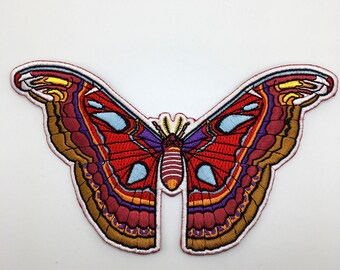 Atlas Moth iron on embroidered patch