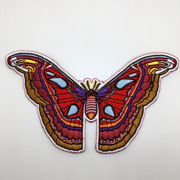 Atlas Moth iron on embroidered patch