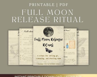 Full Moon Release Ritual | 10-Page Printable PDF | Journal Prompts, Affirmation, Moon Magic Instructions + Notes