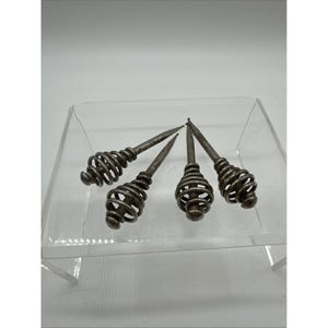4 Old Antique Victorian Picture Spring Nails Covers Metal