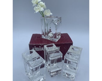 Lillian Vernon CLEAR LUCITE Napkin Ring Holders Bud Vases Mid Century Mod