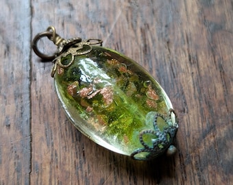 Handgemaakte groene goudfolie lampwerk glazen hanger