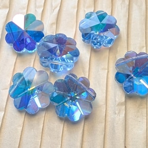 Rare vintage Swarovski margaritas pendant beads Art. 5110 light sapphire AB - 14 mm 2 pcs
