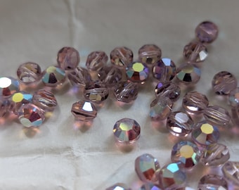 Vintage rare Swarovski crystal beads Art 5100 6mm light amethyst AB