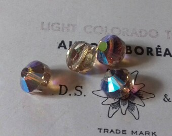 Vintage 6 swarovski article 5101  light colorado topaz ab 10mm