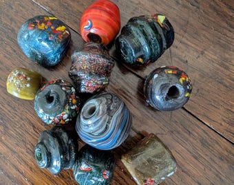 Large rustic macrame mosaic glass beads