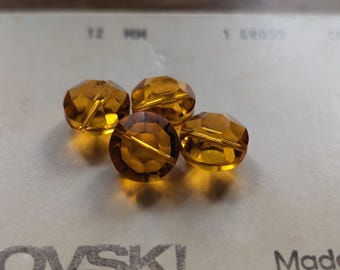 Raro cristal vintage Swarovski 5100, cuentas de 12 mm, topacio