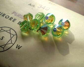 Vintage Swarovski Peridot Grün AB Kristallperlen (Art. 349 / 5101, 12 mm) - 6er Set