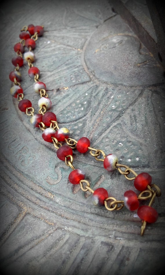 Rustic Boho Fire and Ice Glass Matte Faceted Rondell Bead Etsy