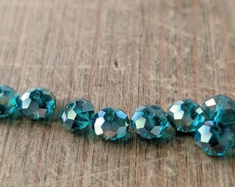 Aqua volledig iriserende jas Kristallen rondel 8 mm x 6 mm kralen