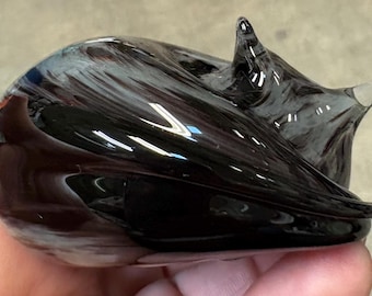 Silver Tabby Glass Sleeping Cat