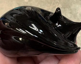 Black Cat, Glass Sculpture,