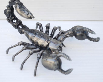 Scorpion Scrap Metal Sculpture, Handmade Recycled Steel Art, Traditional Iron Gift