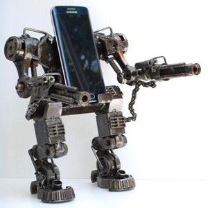 Einzigartiges Geschenk, Roboter-Handyhalter, Metallskulptur, Cooler Namenskartenhalter, Cooler Visitenkartenhalter, Wow-Vater-Tagesgeschenk für Papa
