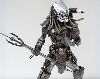 Scrap Metal Predator Sculpture, Handmade Recycled Steel Art