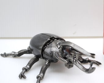 Beetle Metal Art, Metal Sculpture Paperweight, Unique Christmas Gift for Him