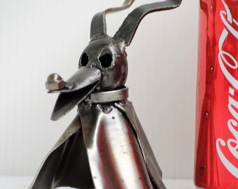 Julhundskulptur av återvunnen metall, handgjord bildelskonst, wow-present till alla hjärtans dag