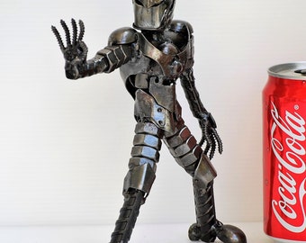 Iron Man Scrap Metal Sculpture, Handmade Recycled Steel Art, Father day Gift for Dad