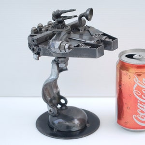 One-of-a-Kind Millennium Falcon Star Wars Metal Sculpture, Industrial Fantasy Décor, Unique Valentine Gift