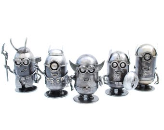 Mini Robot Scrap Metal Art, Funny Robot Figurine, 6th Anniversary Gift for Him