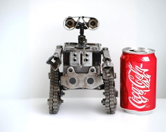 WALL-E Scrap Metal Sculpture, Handmade Recycled Steel Art, Unique Valentine Gift for Him