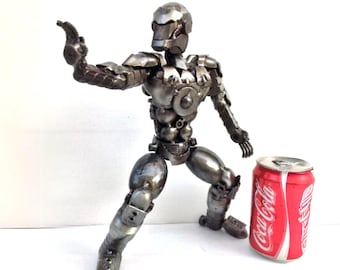 One-of-a-Kind Metal Iron Man Sculpture, Industrial Fantasy Décor, Gift for Father Day