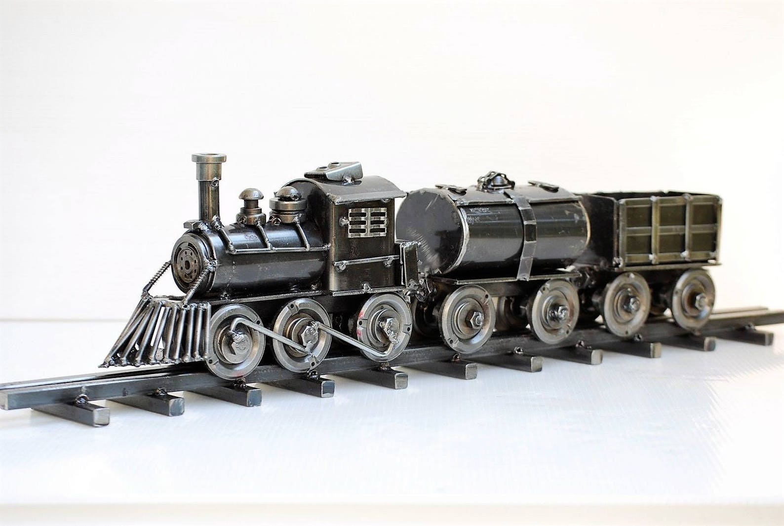 Classic Train Scrap Metal Sculpture Model Recycled Handmade Etsy