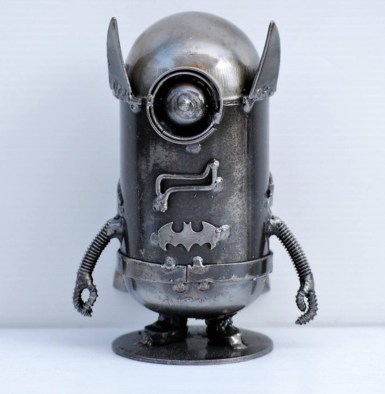 Mini Robot (J) Scrap Metal Sculpture, Unique Anniversary
