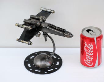 X Wing Fighter Star Wars scrap metal sculpture Spaceship, Cool gift for Anniversary, Cool birthday gift for him, Cool gift for father's day