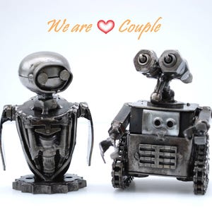 WALL-E inspired Recycled Metal Sculpture, One of A-Kind Birthday Gift for Son, Wow Gift For her, Best couple gift for her, Eva Metal Model