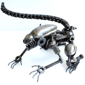 One Of A Kind Labor Day Gift, Alien recycled metal model, Scarp metal sculpture, Wow Gift for Dad, Wow Gift for him, Cool Gifts for Fiance&#39;