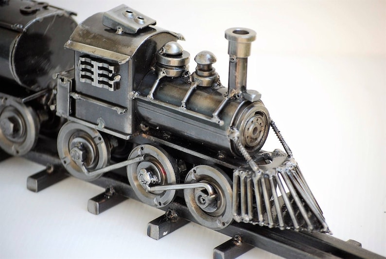 Classic Train Scrap Metal Sculpture Model Recycled Handmade Etsy