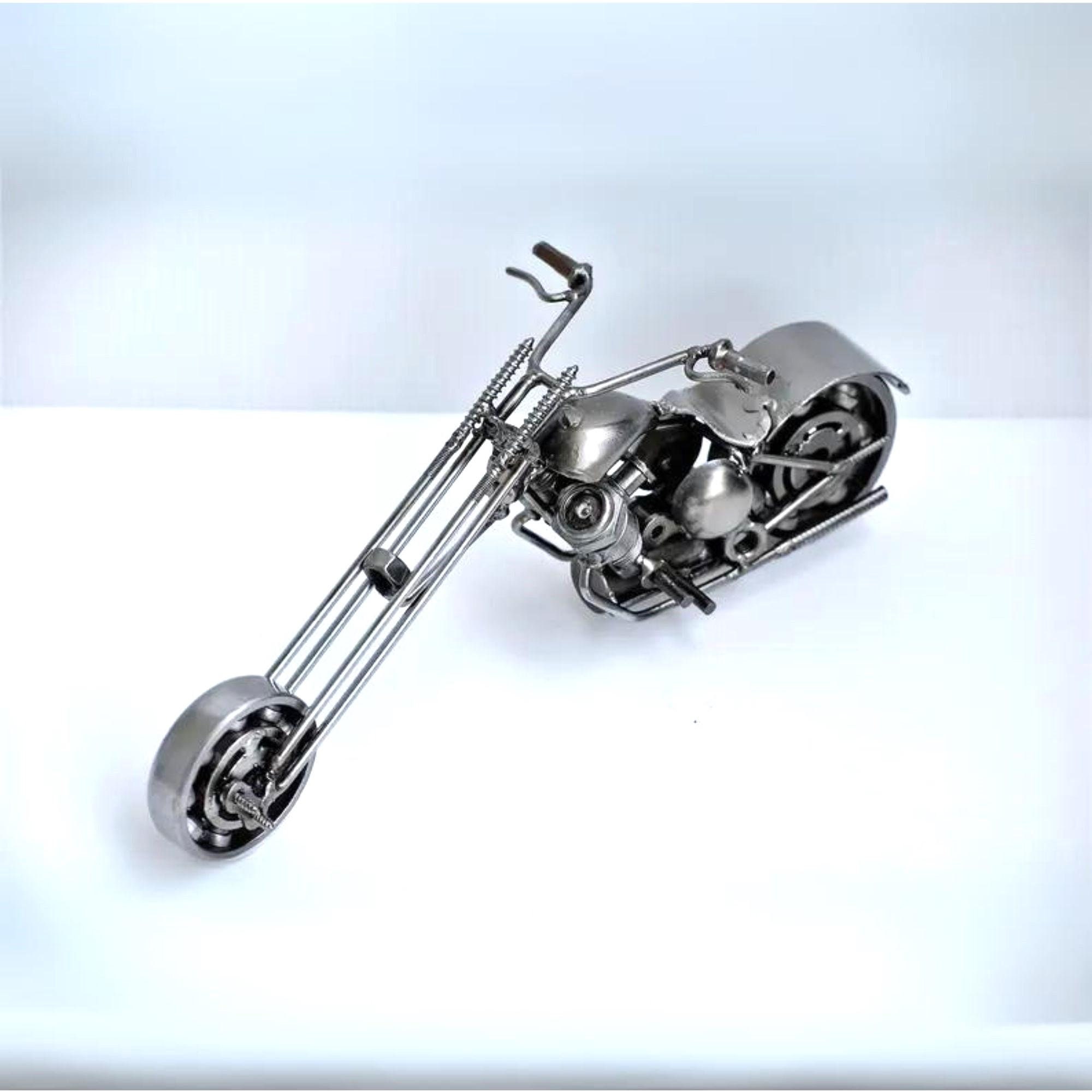 Chopper Long Fork Scrap Metal Sculpture, Handmade Art, 6Th Anniversary Gift For Husband